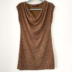 90s Y2K Say What Cheetah Leopard Print Scoop Next Sleeveless Mini Dress Top M